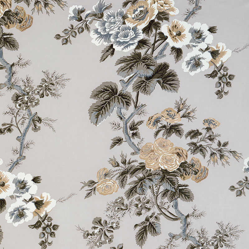 Schumacher Pyne Hollyhock Grisaille Fabric 40% Off