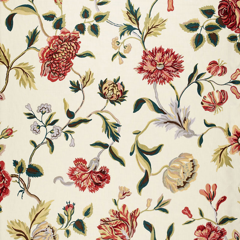 Schumacher Avebury Floral Vine Document Rose Fabric | Samples