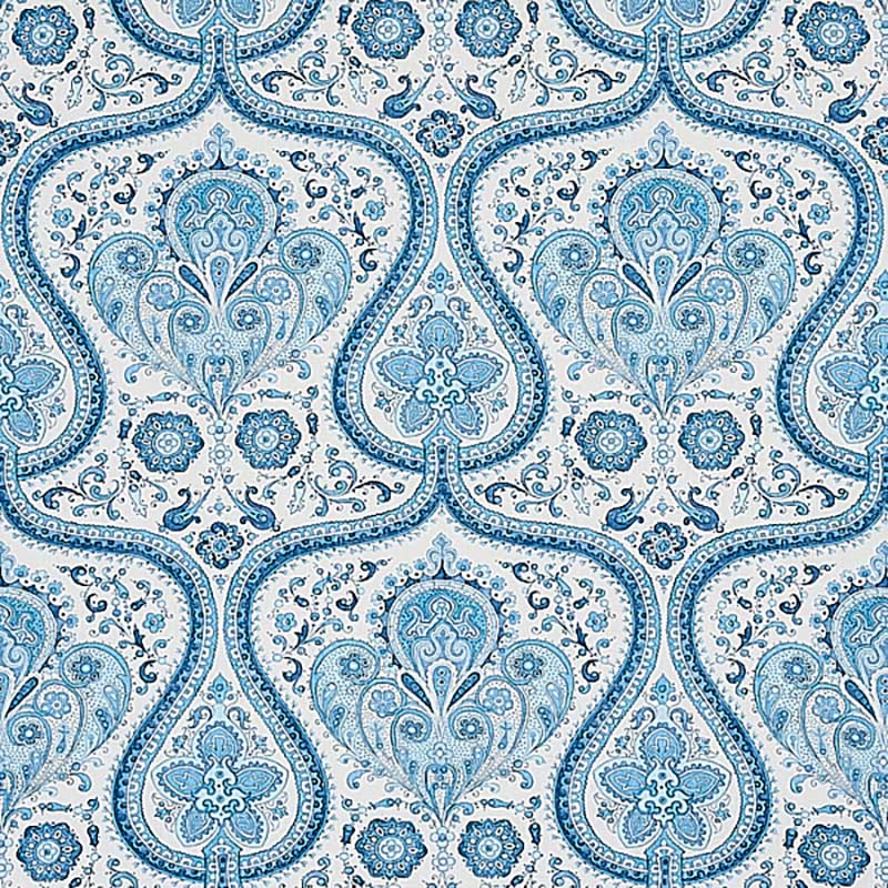 Schumacher Paisley Court Sky & Rose Fabric