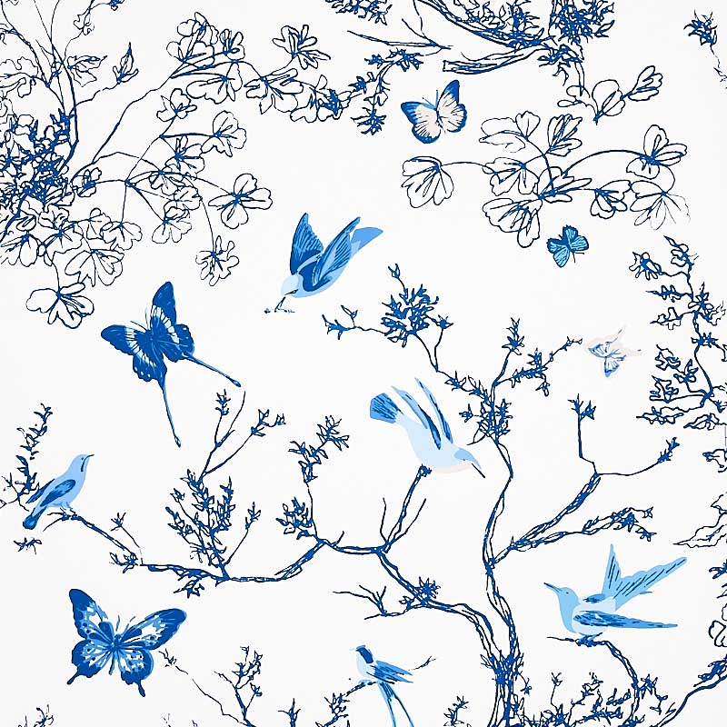 Porcelain blue wallpaper mural by Rebel Walls