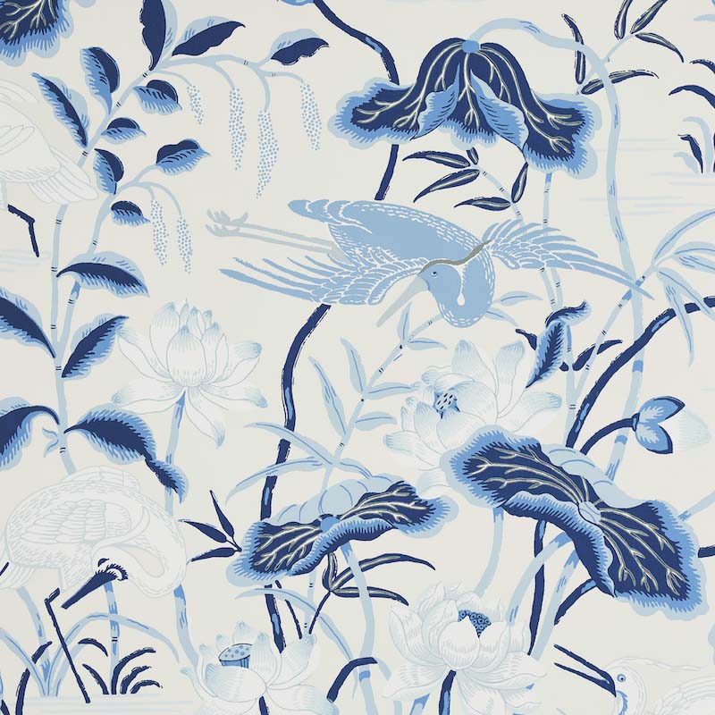 Schumacher Lotus Garden Porcelain Wallpaper 40% Off | Samples