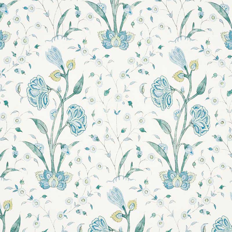 Schumacher Khilana Floral Peacock Wallpaper 40% Off | Samples