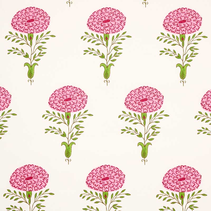 Schumacher Marigold Pink Wallpaper 40% Off | Samples