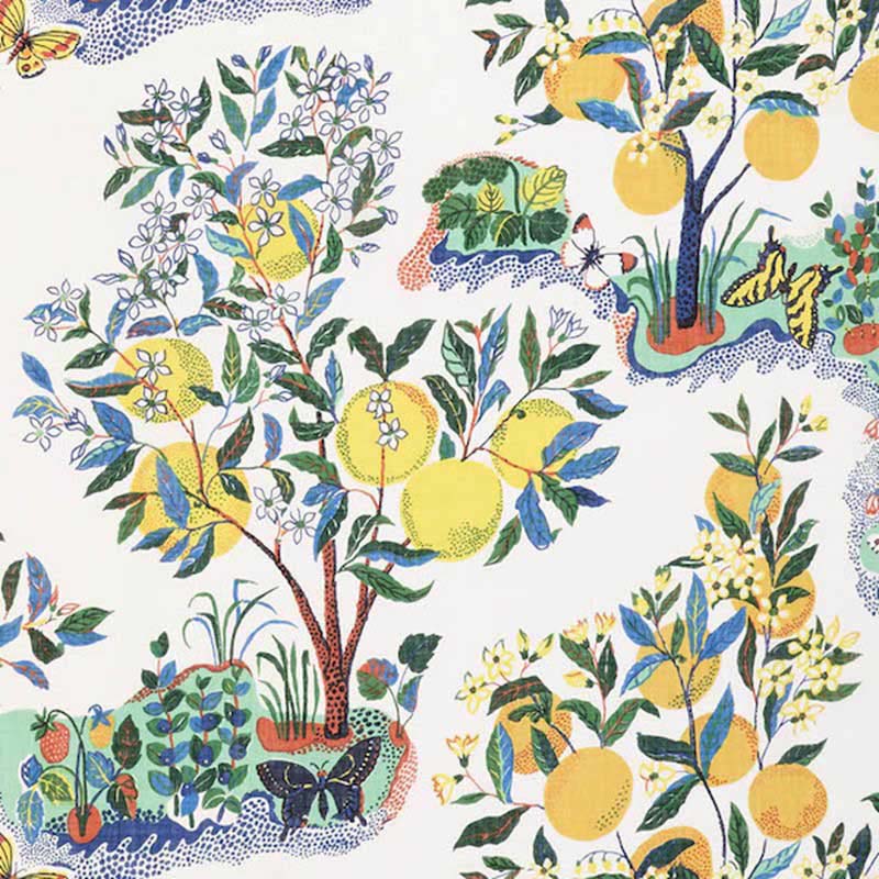 Schumacher Citrus Garden Sheer Primary Fabric 40% Off | Samples