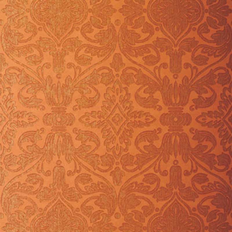 Schumacher Varenna Damask Terracotta Wallpaper 40% Off | Samples
