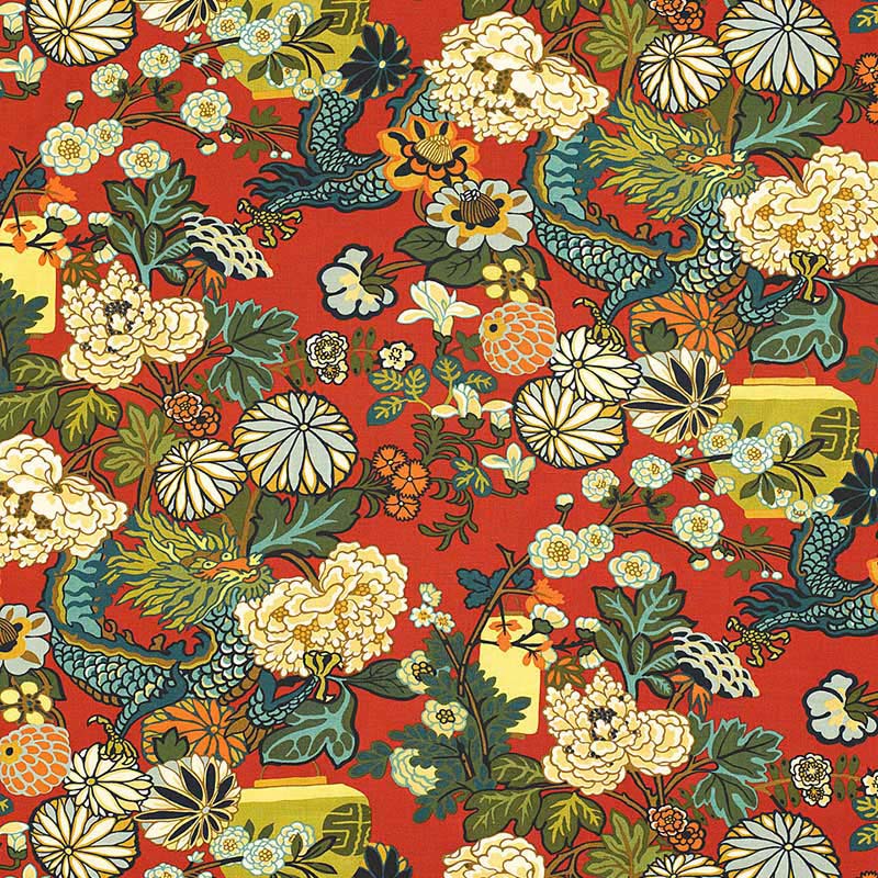 Schumacher Chiang Mai Dragon Lacquer Fabric