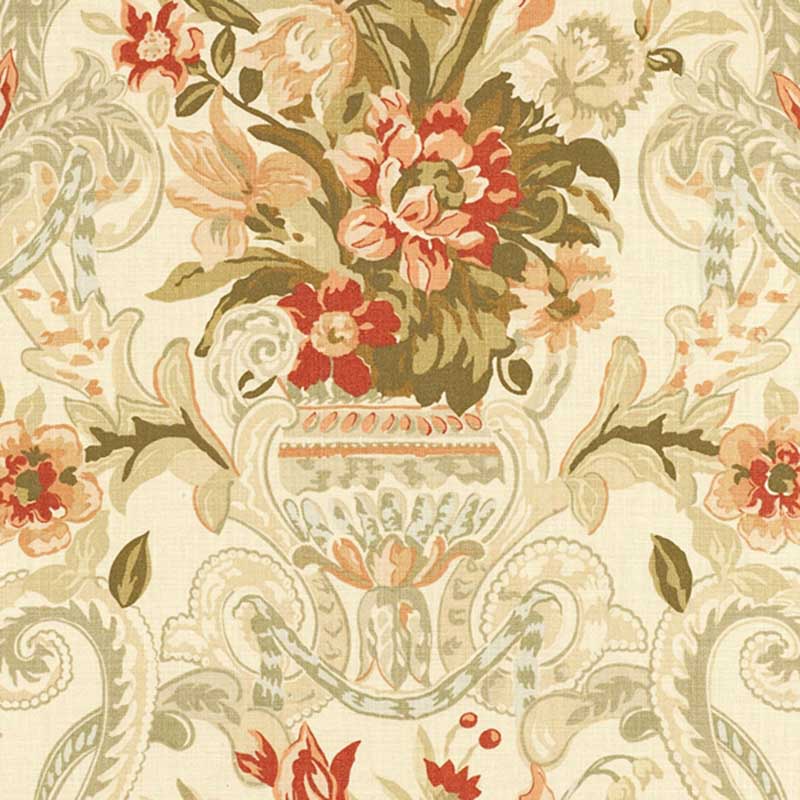 Schumacher Aylesbury Vase Coral Fabric 40% Off | Samples