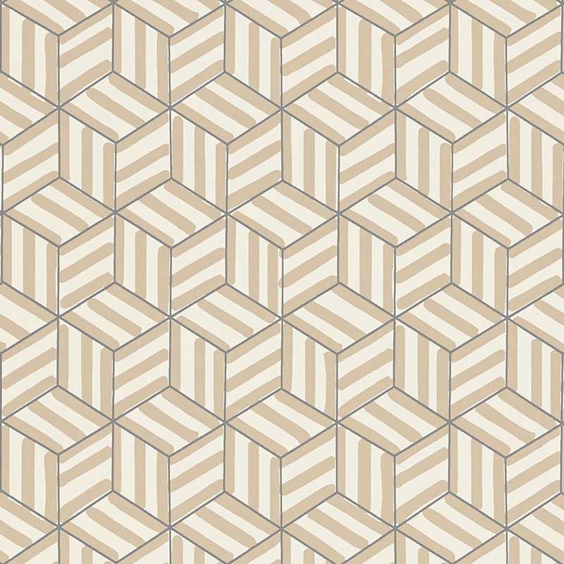 Greige Geometric Tile Wallpaper  AfriMod