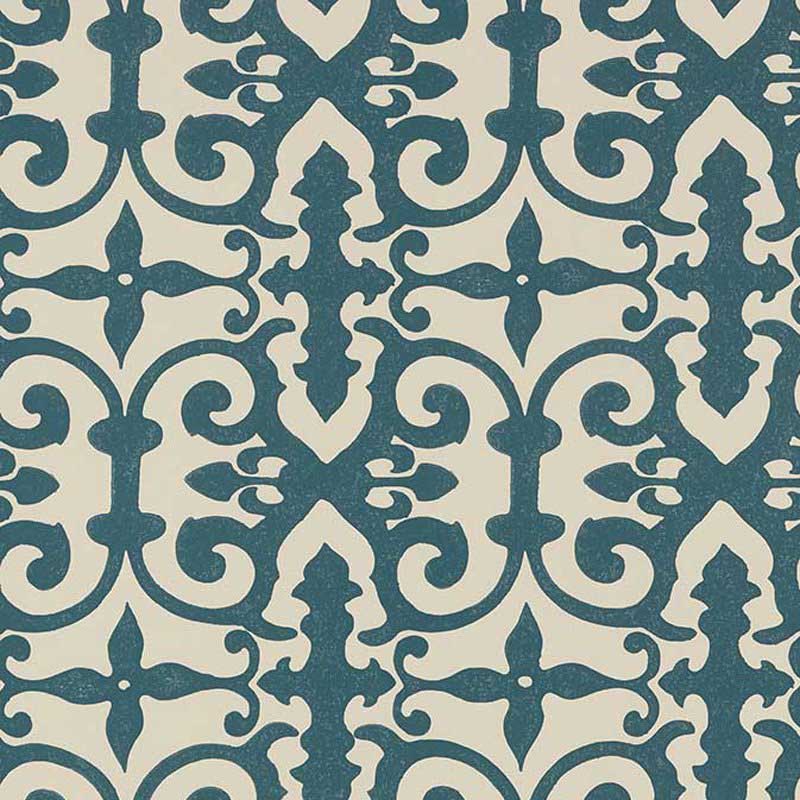 Schumacher Ferne Park Peacock Blue Wallpaper 40% Off | Samples