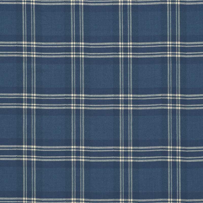 Schumacher Check Rustique Atlantic Blue Fabric 40% Off | Samples