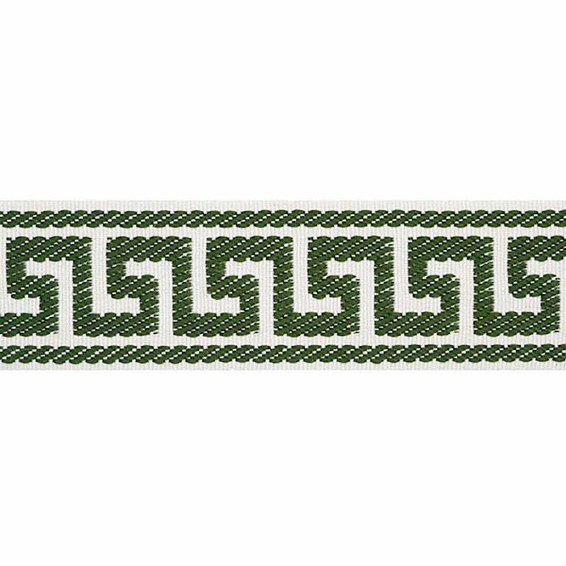 Schumacher Etienne Silk Greek Key Narrow Emerald 40% Off | Samples