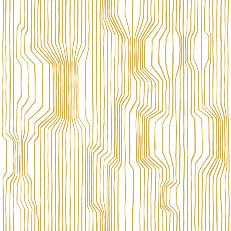 Marimekko Frekvenssi Mustard and Eggshell Wallpaper 40% Off | Samples