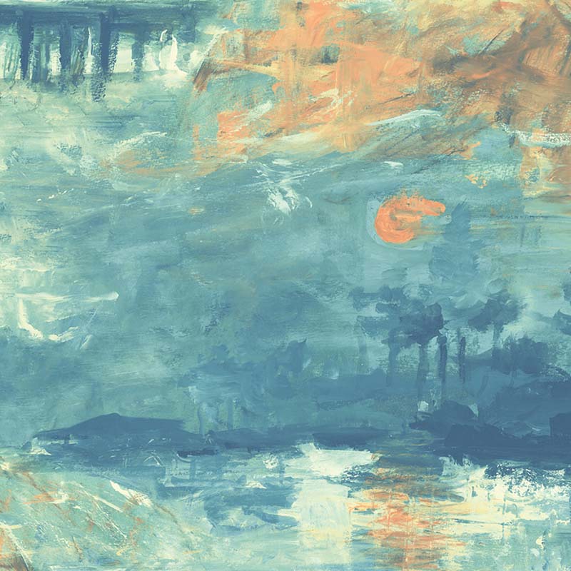 Seabrook Nautical Sunset Teal Wallpaper 40% Off | Samples