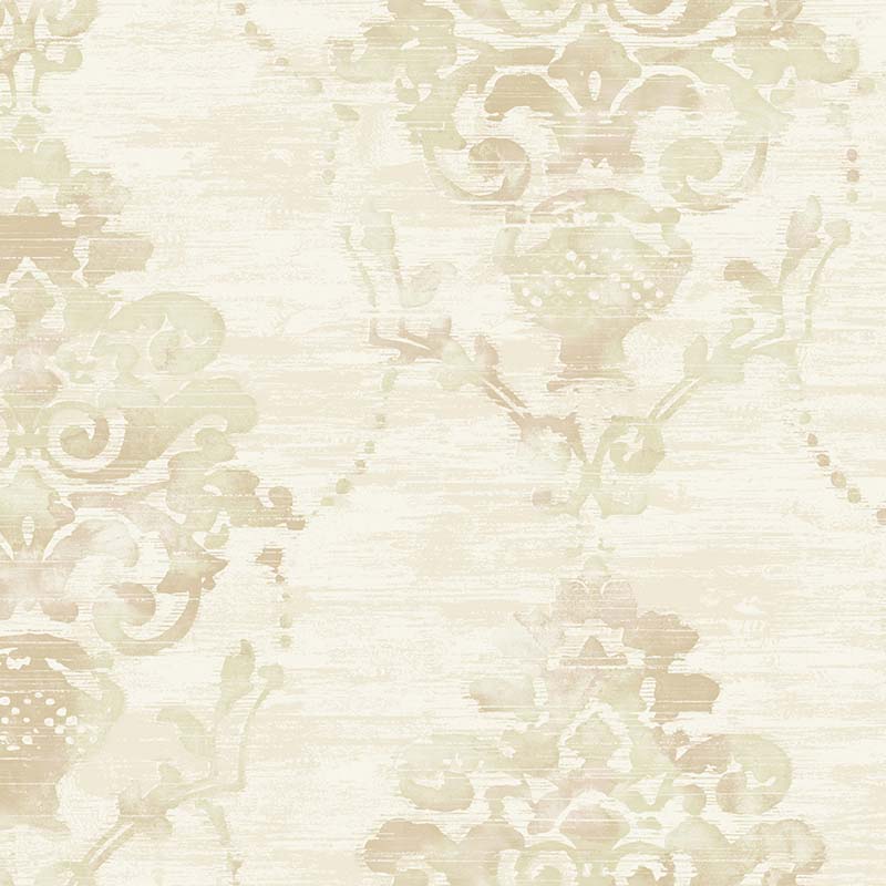 Seabrook Damask Beige Wallpaper 40% Off | Samples