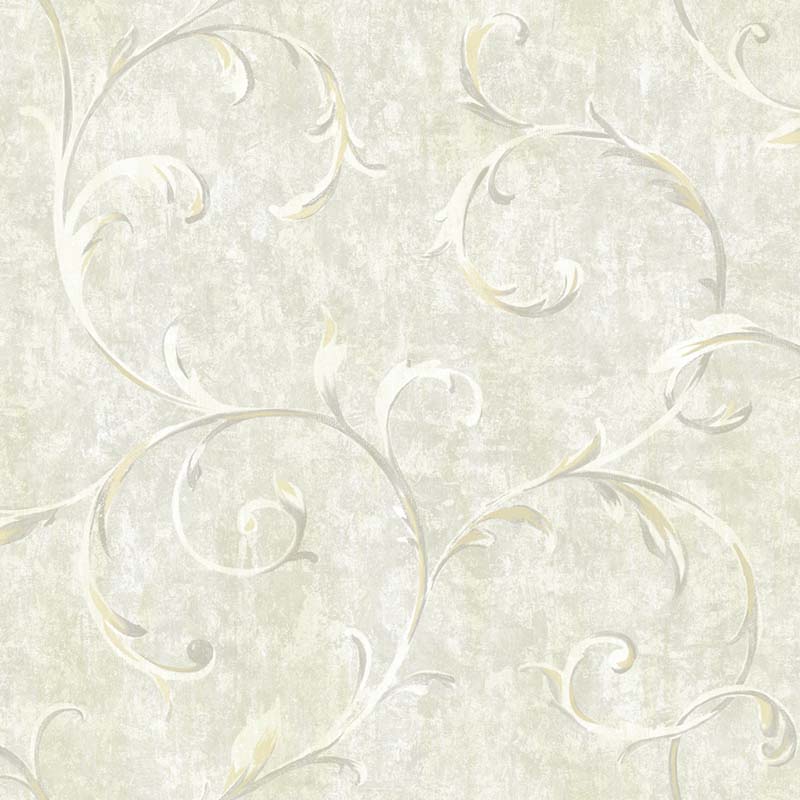 Seabrook Scroll Gray Wallpaper 40% Off | Samples