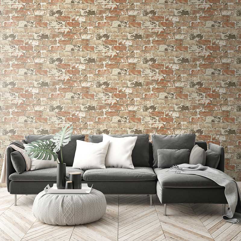 Seabrook Weathered Red Brick Red Wallpaper 40% Off | Samples