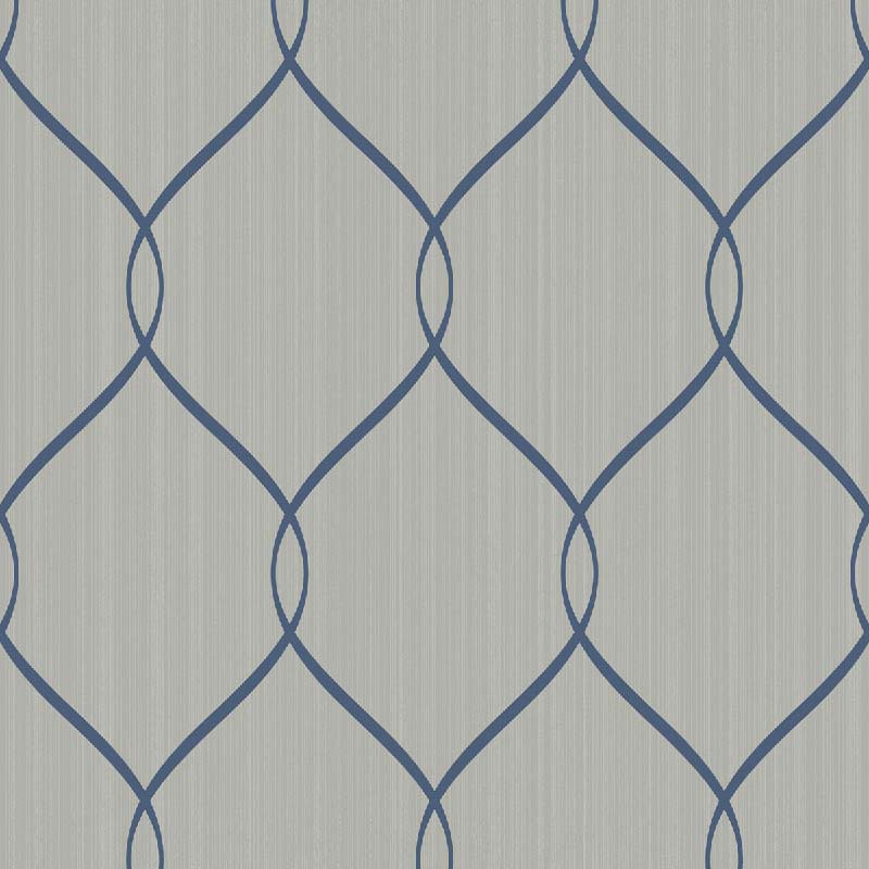 Seabrook Ogee Ribbon Contemporary Silver Wallpaper 40% Off | Samples