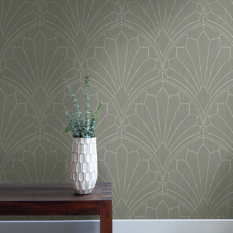 Seabrook Scallop Medallion Gray Wallpaper 40% Off | Samples