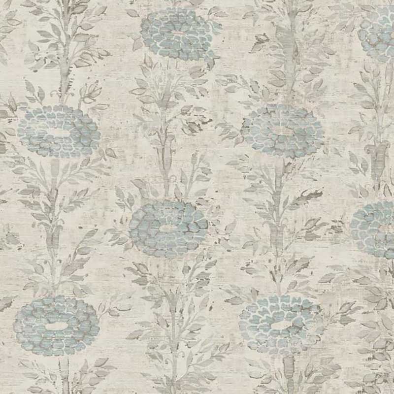 York French Marigold Blue, White Wallpaper 40% Off | Samples