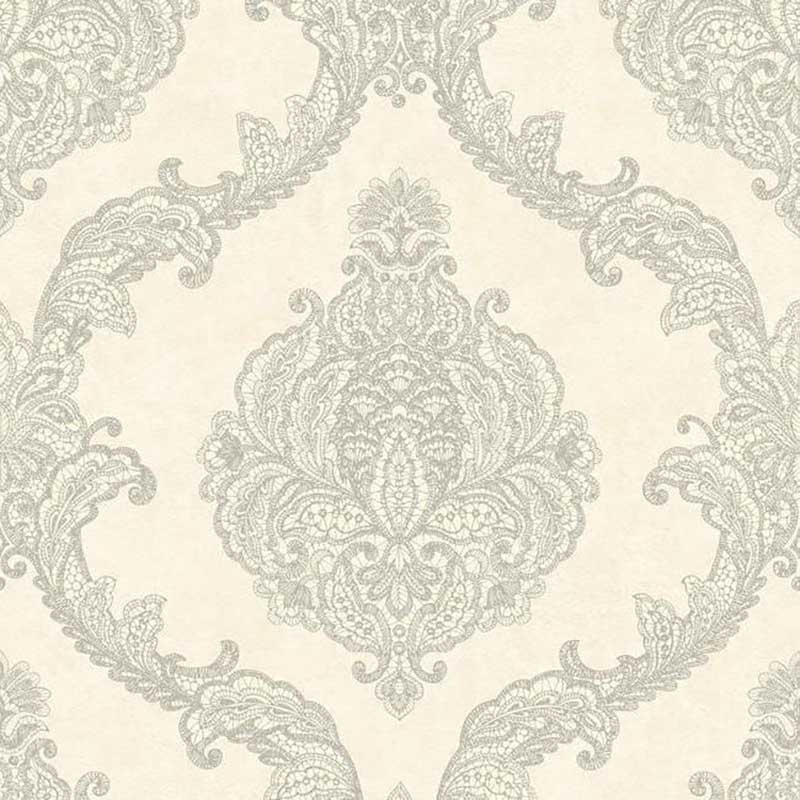 York Chantilly Lace white silver Wallpaper 40% Off